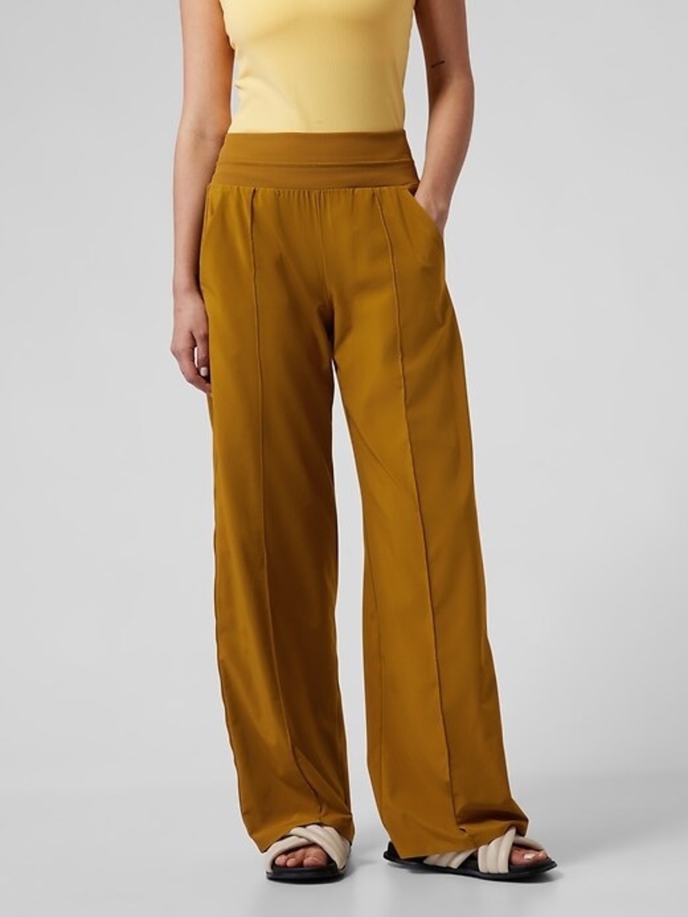 Athleta Nolita Wide Leg Pants Brass Yellow Size 18